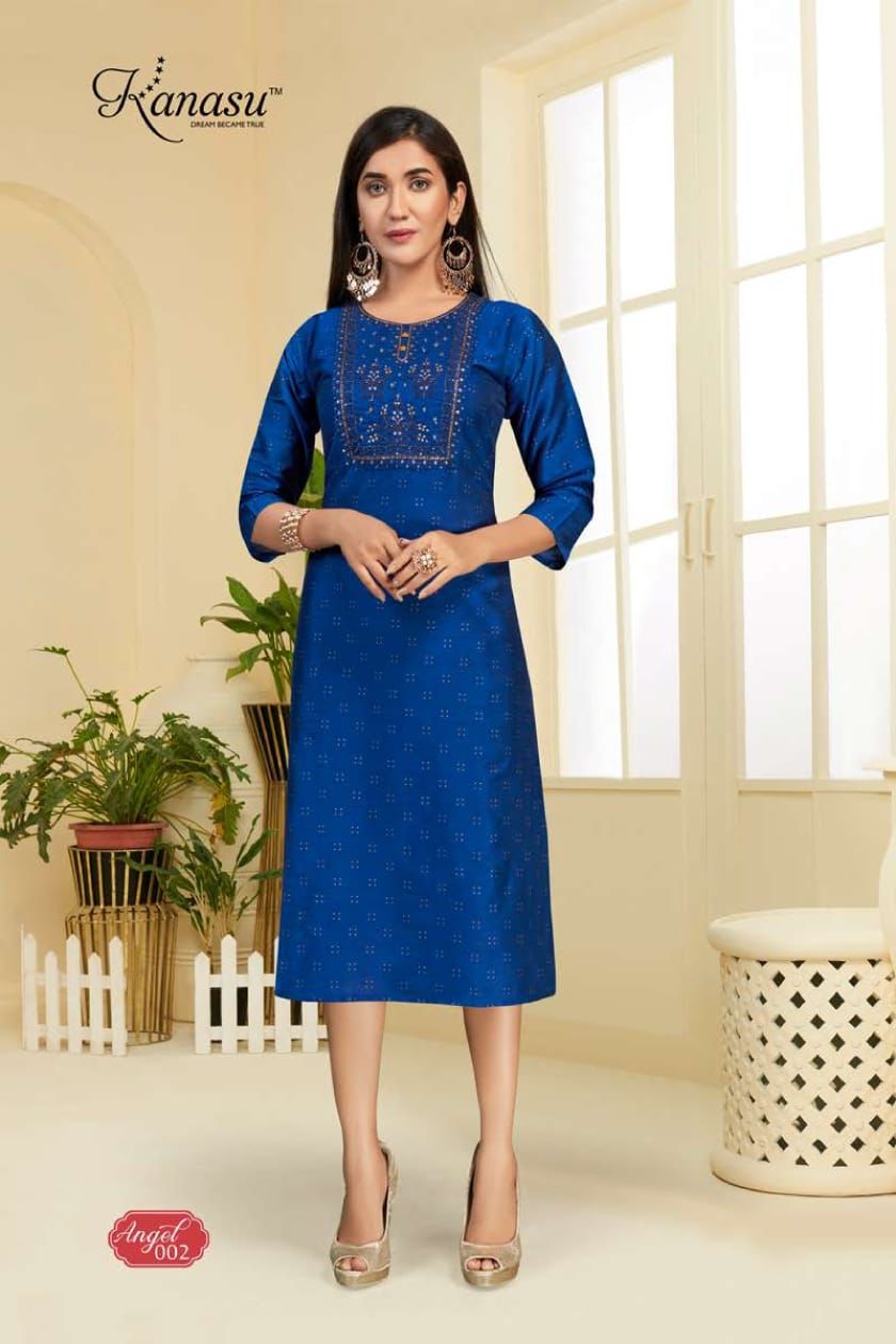 Kanasu Angel Fancy Casual Wear Heavy Slub Designer Kurti Collection